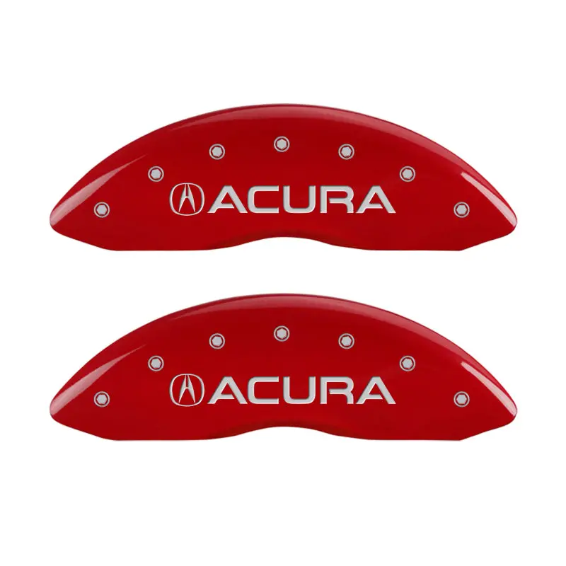 Mgp Engraved Caliper Covers — Front (Acura) And Rear (Mdx), Red Finish With Silver Chrome Accents 1