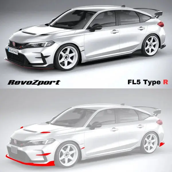 Revozport Honda Civic Type R Fl5 Dry Carbon Fiber Fl5 Front Spoiler Splitter 1