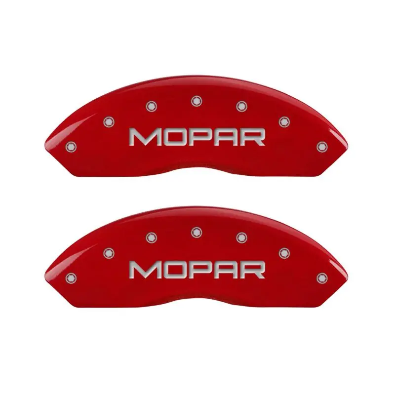 Mgp Engraved Front & Rear Brake Caliper Covers – Mopar Red Finish With Silver Accent 1