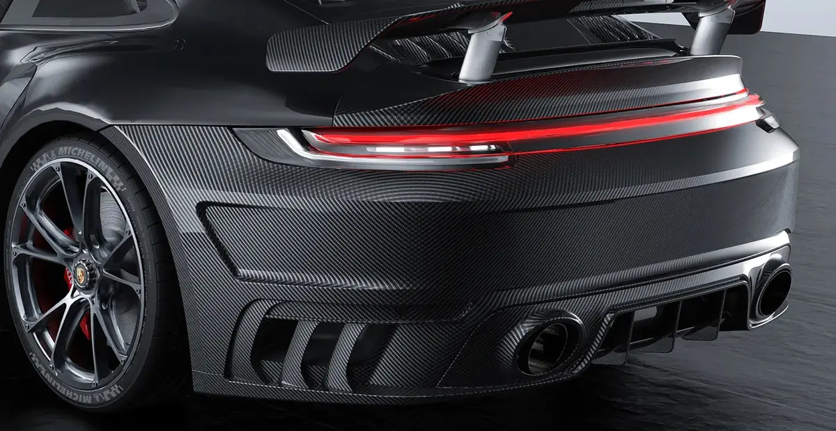 Paktechz Dry Carbon Fiber Rear Bumper Kit For Porsche 911 992 Turbo S 2019+ 1