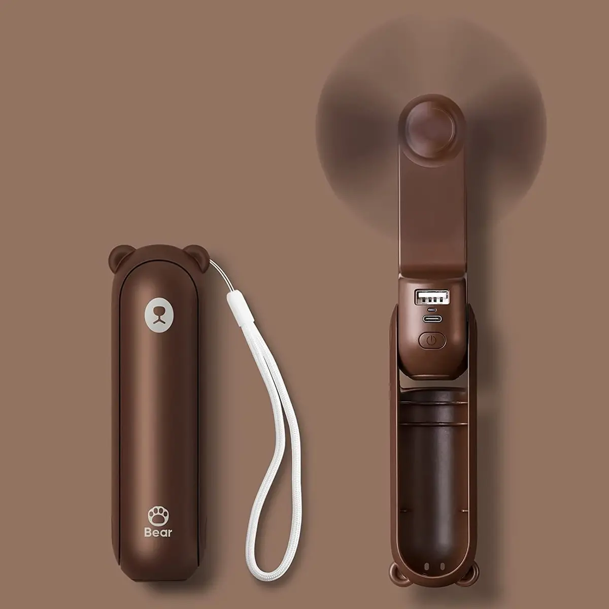 Portable Mini Handheld Fan With Mobile Power, Flashlight, Travel 2