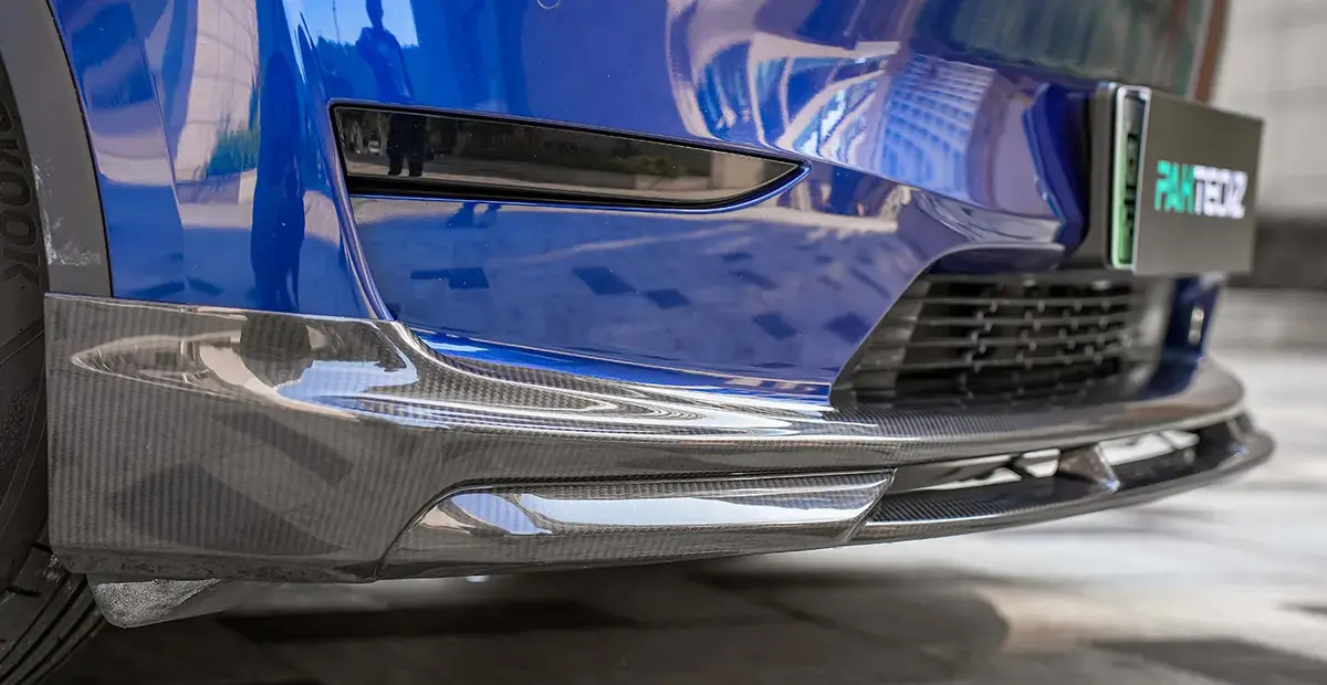 Paktechz Carbon Fiber Front Lip Spoiler For Tesla Model Y 1