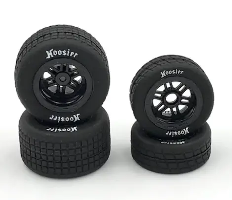 1Rc5528 Fr/Rr Tires & Black Wheels, Hoosier, 1/18 Midget (4) 1