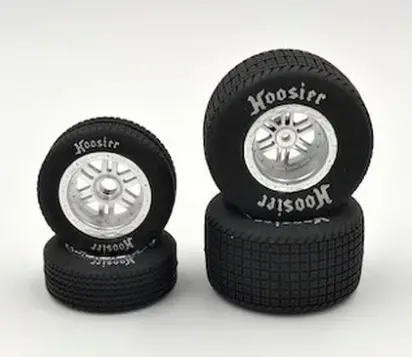 1Rc5531 Fr/Rr Soft Tires & Chrome Wheels, Hoosier, 1/18 Sprint (4) 1