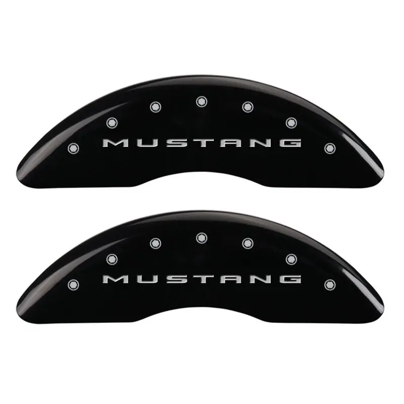 Mgp Engraved Caliper Covers – Front & Rear For 2015 Mustang, Black Finish With Silver Chrome Trim 1