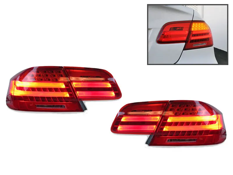 Bmw E92 3-Series Lci Facelift Stye Red & Clear Led Taillight 1