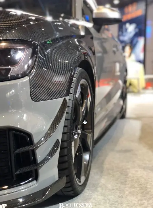 Karbel Carbon Dry Carbon Fiber Front Bumper Canards For Audi Rs3 2018-2020 2