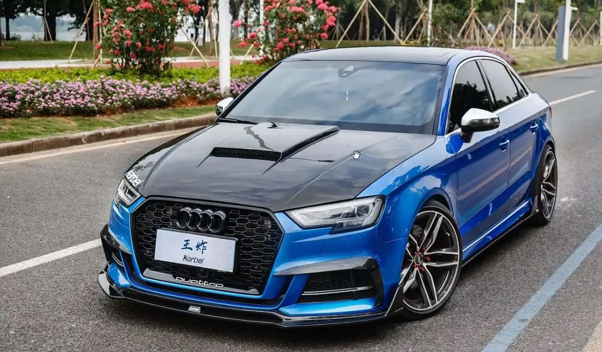 Karbel Dry Carbon Fiber Double-Sided Hood Bonnet Ver.1 For Audi A3 & A3 S Line & S3 & Rs3 2014-2020 1