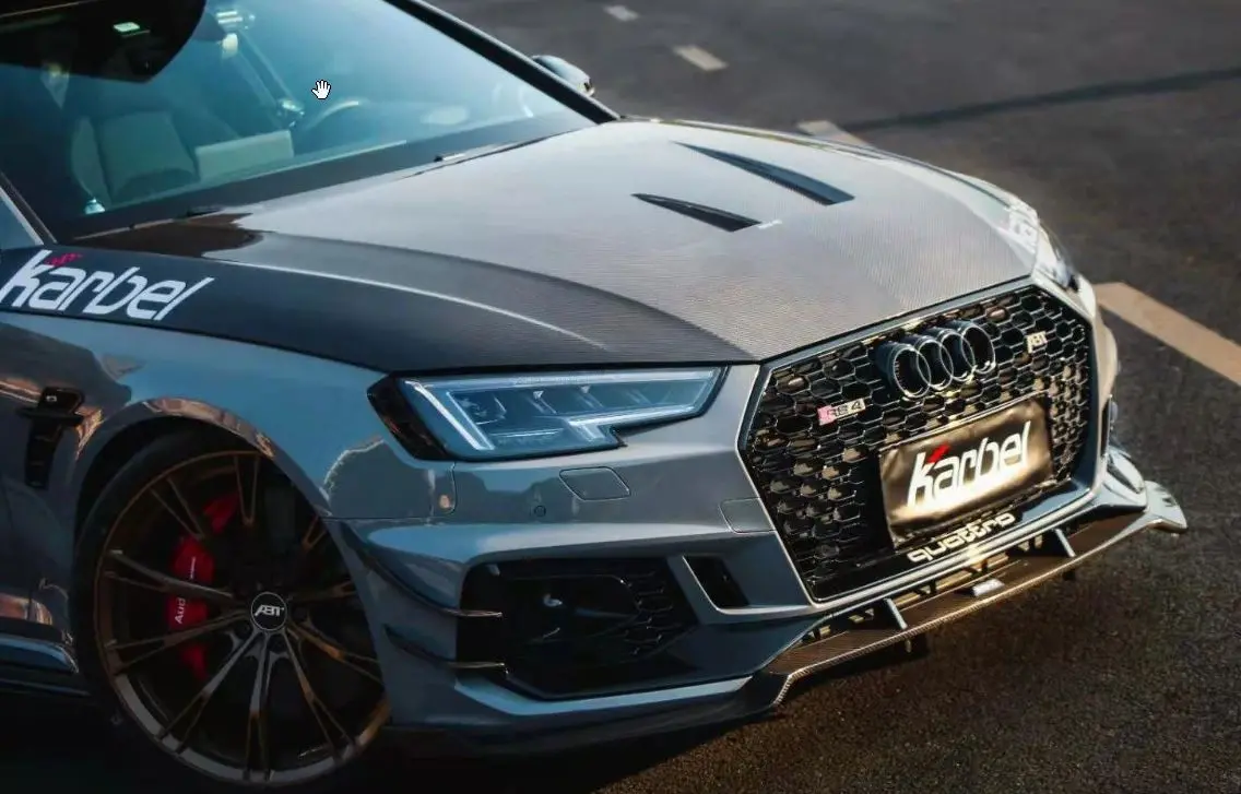 Karbel Carbon Dry Carbon Fiber Double-Sided Hood Bonnet Ver.1 For Audi Rs4 & S4 & A4 S Line & A4 & Avent & All Road 2017-2021 B9 B9.5 1