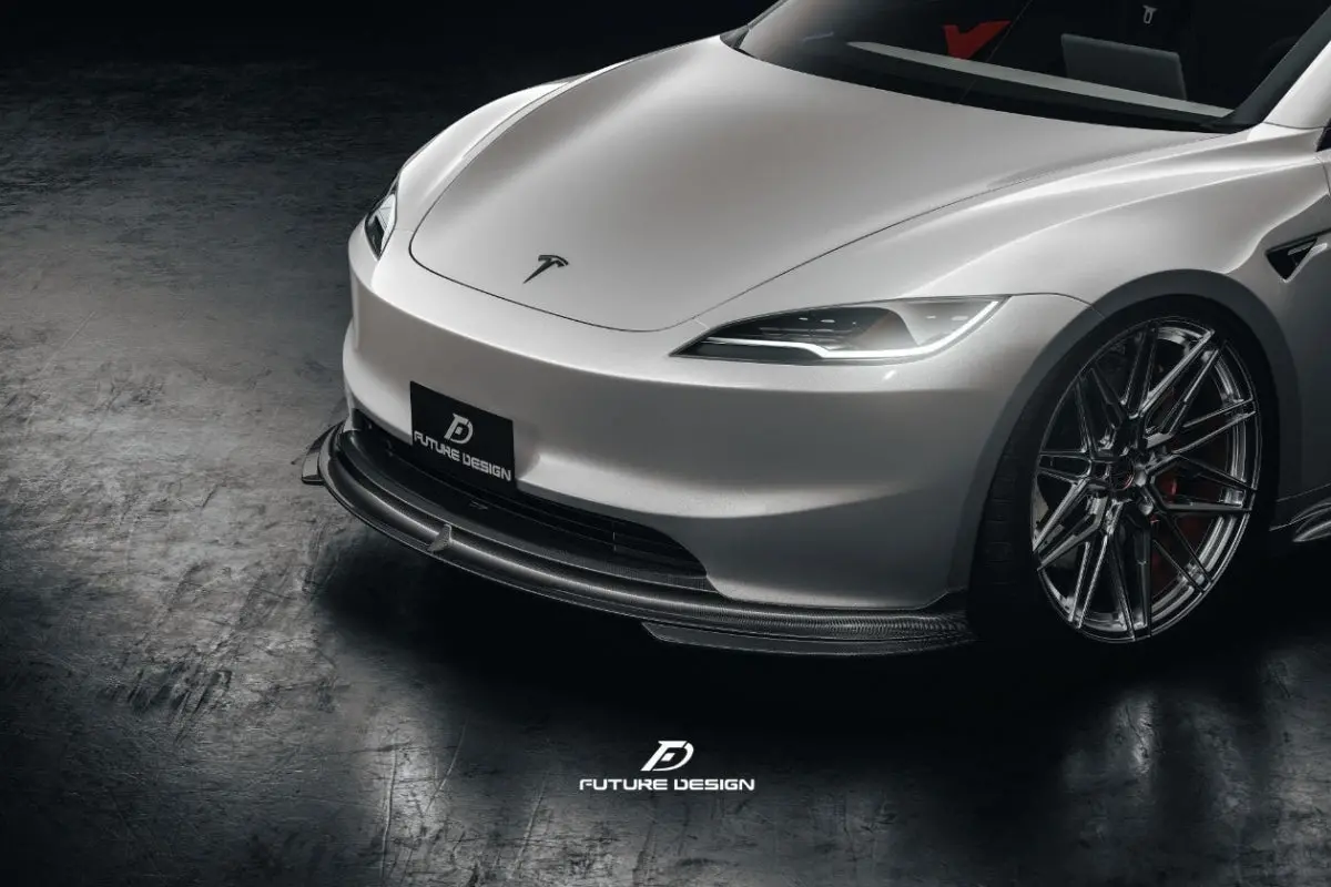 Future Design Carbon Fiber Front Lip Spoiler For Tesla Model 3 2023+ 1