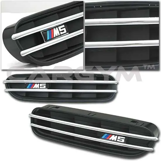 Bmw E60 5-Series M5 Style Side Fender Grills With Chrome Fins 1