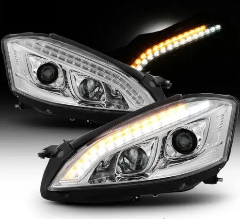 Mercedes-Benz W221 07-09 W222 Style Projector Headlight (Chrome Housing) 1