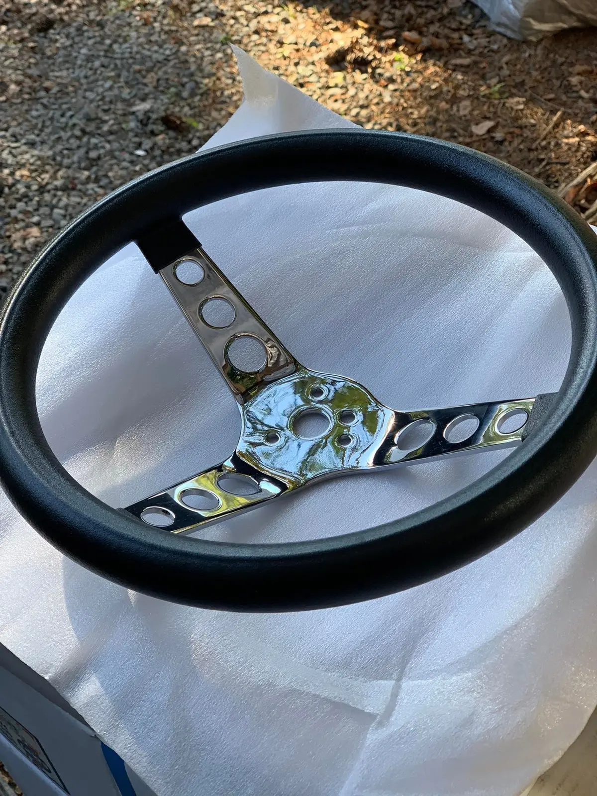 Foam Steering Wheel 12.5" Chrome 3-Spoke 1