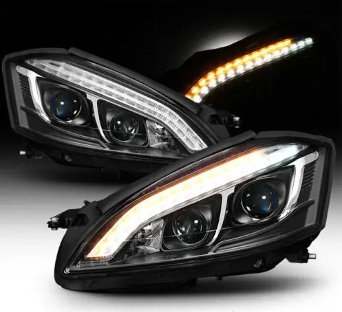 Mercedes-Benz W221 07-09 W222 Style Projector Headlight (Black Housing) 1