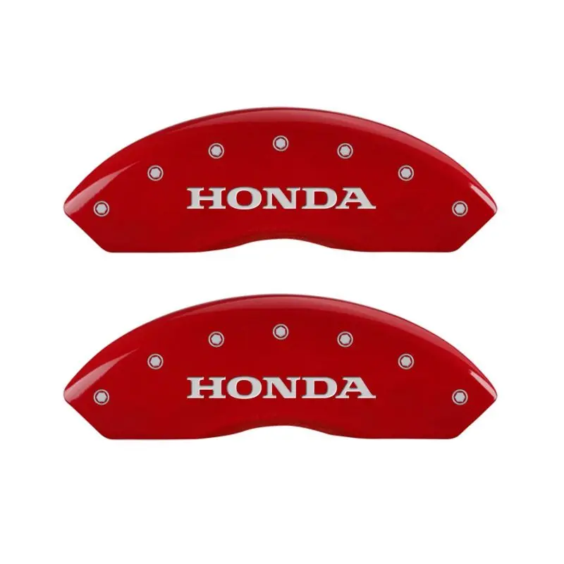 Mgp Engraved Caliper Covers – Front Honda Logo, Rear H-Logo, Red Finish With Silver Chrome 1