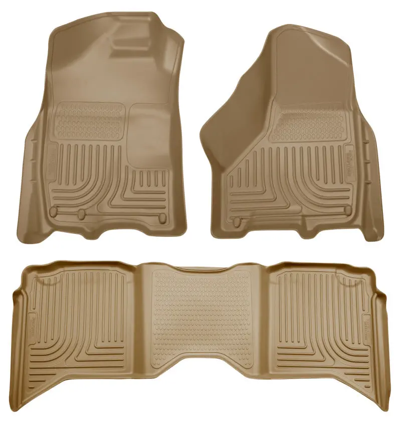 Husky Liners Weatherbeater Floor Mats – Tan Combo Set For 2012 Dodge Ram 1500/2500/3500 Crew Cab 1