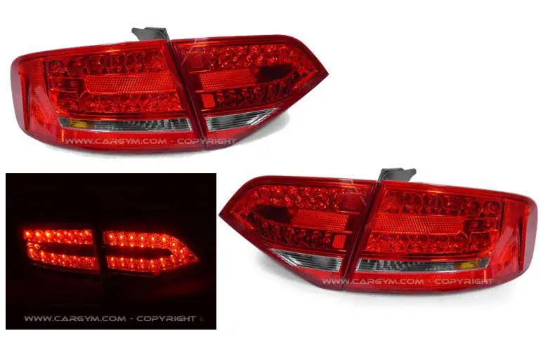 Audi A4 B8 2007-2009 Red & Clear Led Taillight 1