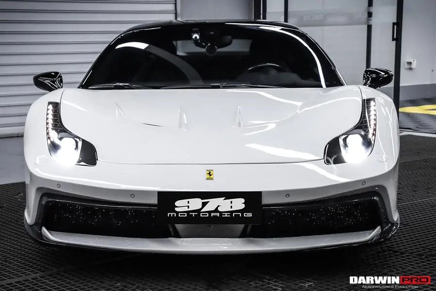 Darwinpro 2010-2015 Ferrari 458 Coupe/Spyder Bkss Style Carbon Fiber Hood And Partial Carbon Fiber Front Bumper 1