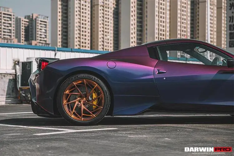 Darwinpro 2010-2015 Ferrari 458 Spider Bkss Style Partial Carbon Fiber Rear Bumper And Carbon Fiber Trunk W/ Tail Light Cover 2