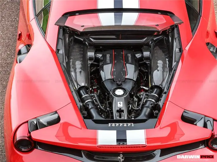 Darwinpro 2015-2019 Ferrari 488 Gtb/Spyder Dry Carbon Fiber Engine Cover 1