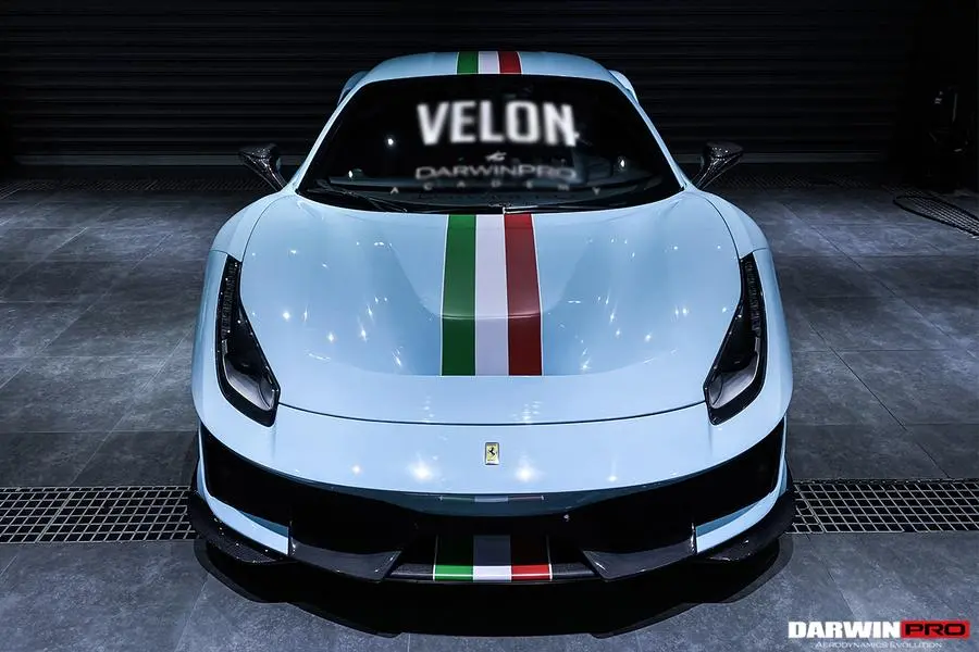 Darwinpro 2015-2020 Ferrari 488 Gtb/Spyder Pista Style Front Bumper W/ Hood Set 1