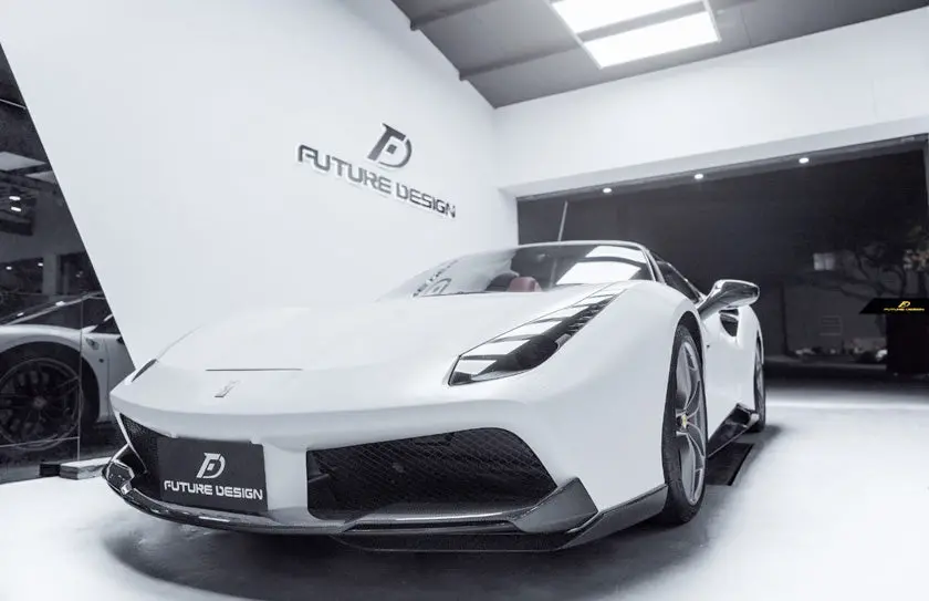 Future Design Dry Carbon Fiber Front Lip For Ferrari 488 Gtb 2