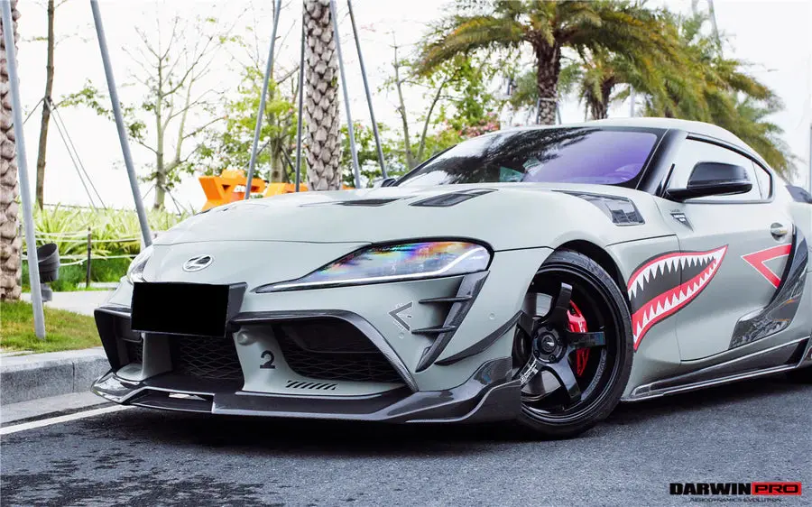 Darwinpro 2019+ Toyota Gr Supra (J29 & Db) A90 A91 Bkss Carbon Fiber Front Bumper Canards 1