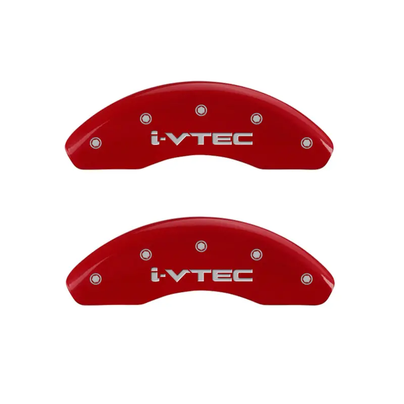 Mgp Engraved Caliper Covers – Front & Rear, I-Vtec Red Finish With Silver Chrome Trim 1
