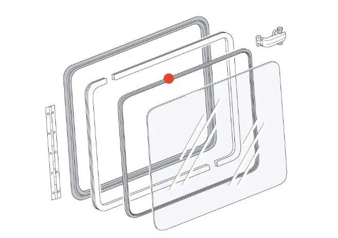 Side Pop-Out Seal Glass To Frame, Kombi 1955-67 1