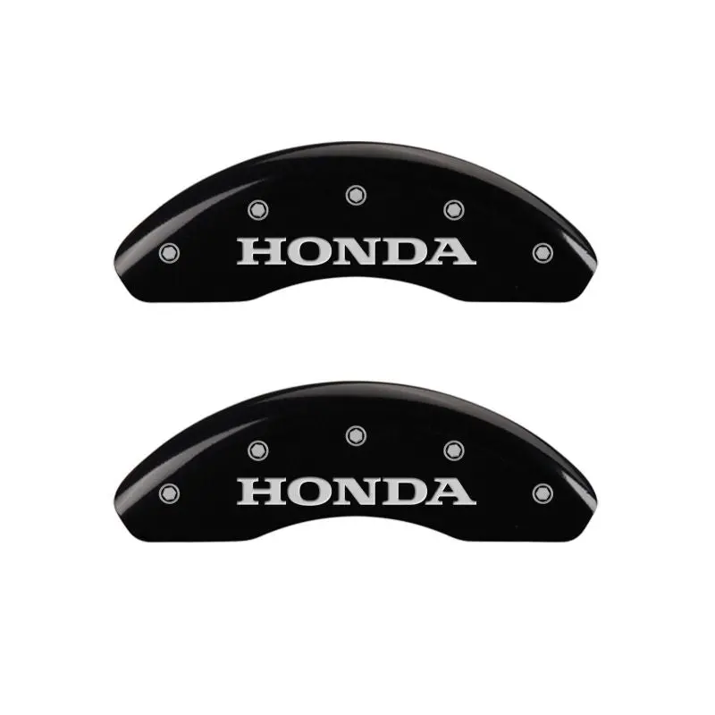 Mgp Engraved Caliper Covers — Front And Rear For Honda Vehicles, Black Finish With Silver Chrome Trim 1