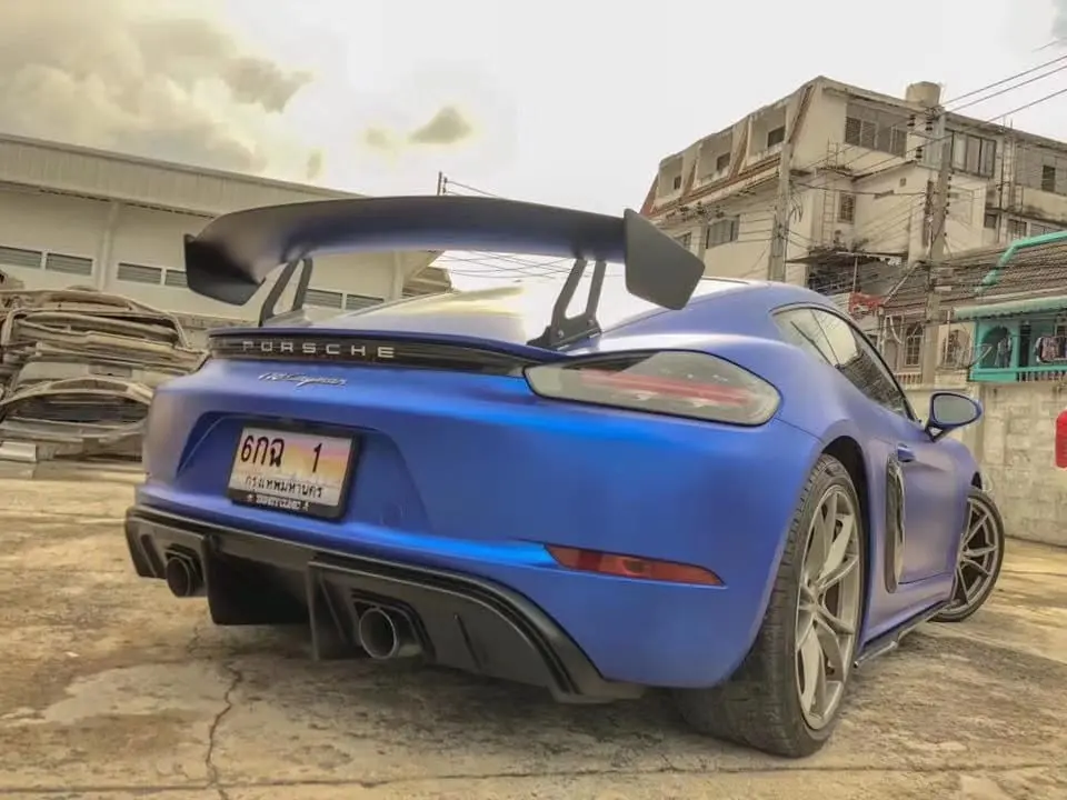 Porsche 718 Boxster Cayman Gt4 Style Carbon Fiber Rear Diffuser W/ Exhaust Tips 1
