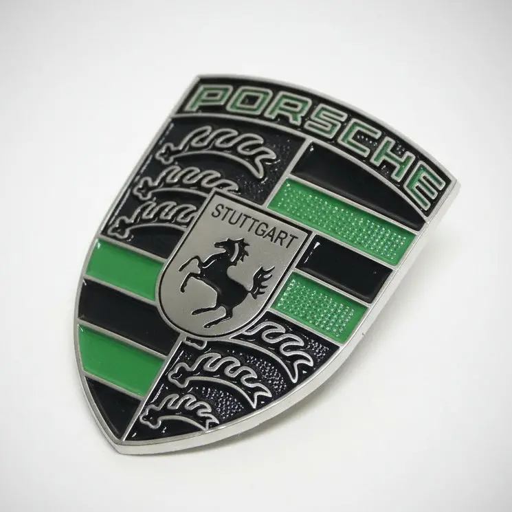 Front Hood / Bonnet (Green & Black) Crest Emblem For Porsche 1
