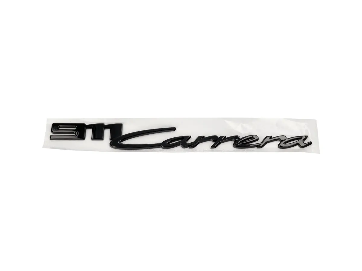 "911 Carrera" Gloss Black Rear Bumper Emblem For Porsche 1
