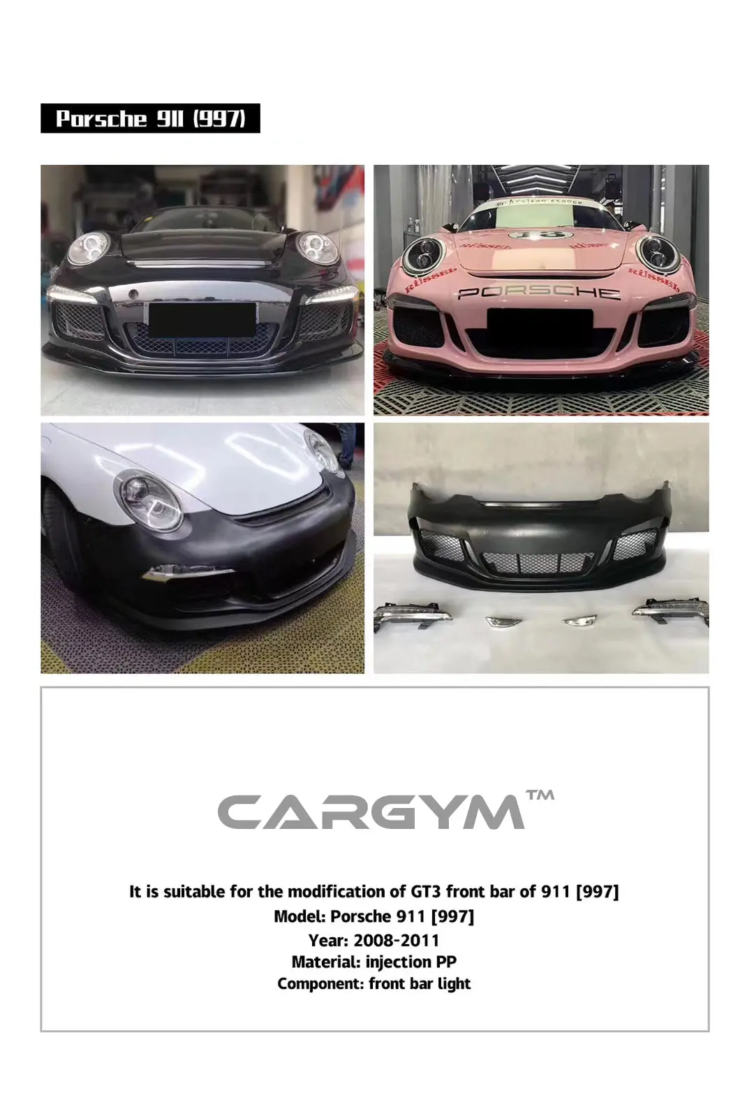 Porsche 997 911 Convert To 991.1 Gt3 Style Front Bumper Kit 1
