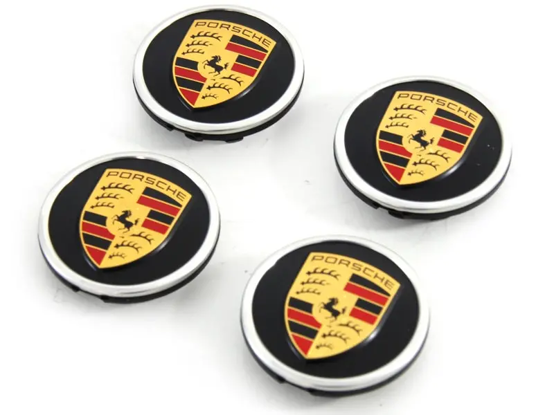 Porsche Oe Center Cap Set (4 Pcs.) Gloss Black With Coloured Crest For Panamera / Taycan 1