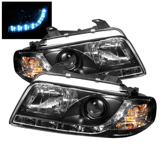 Audi 97-01 A6 S6 C5 Led Drl Devil Eye Black Projector Headlight 1