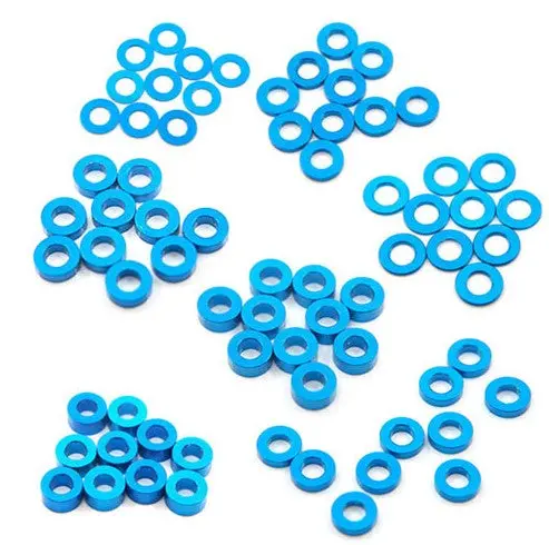 Ya-0390Lb Aluminium M3 Flat Washer .25/.5/1/1.5/2/2.5/3Mm 10Pcs Set Blue 1