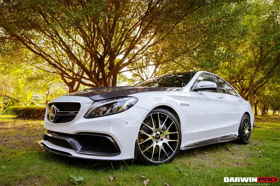 Darwinpro 2015-2021 Mercedes Benz W205 C63/S Amg Sedan Carbon Fiber Side Skirts Extension 1
