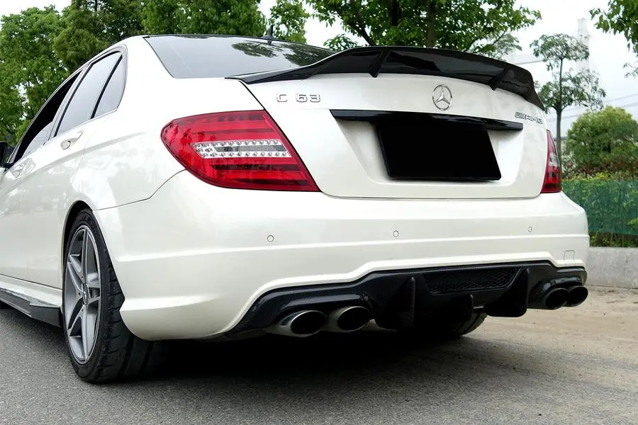 Carbonado 2012-2014 Mercedes Benz W204 C63 Amg Sedan Vs Style Carbon Fiber Rear Lip 1