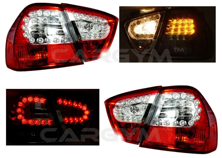 Bmw E90 05-08 3-Series Sedan Red & Clear All Led Taillight 1