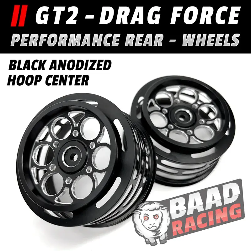 Baad09 Gt2 - Glue Type Drag Force - Rear Wheels - Black - Hoop Centers 1