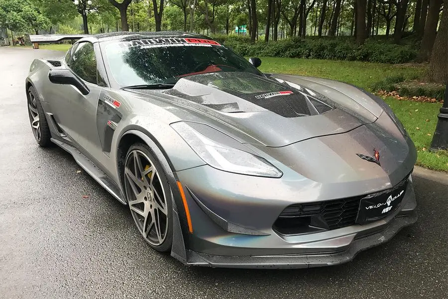 Darwinpro 2013-2019 Corvette C7 Z06 Grandsport Carbon Fiber Front Lip W/ Caps 1