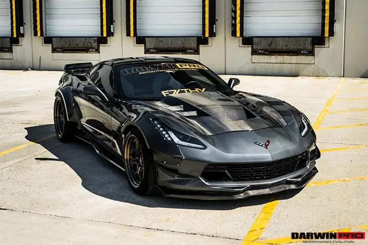 Darwinpro 2013-2019 Corvette C7 Z51 Bkss Style Carbon Fiber Hood 1