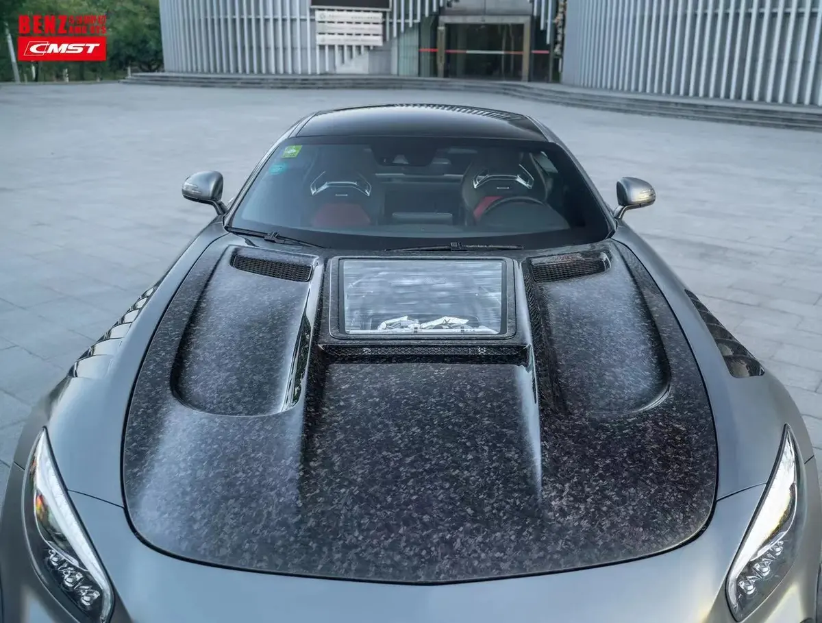 Cmst Tuning Carbon Fiber Clear Tempered Glass Transparent Hood Black Series Style For Mercedes-Benz C190 Amg Gt Gts Gtc Gtr 1