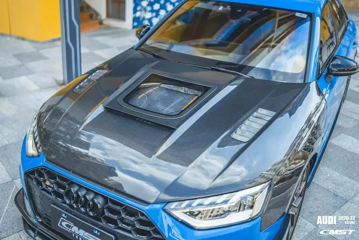 Cmst Tuning Carbon Fiber Hood Bonnet Glass Transparent Clearview For Audi S4 & A4 S-Line 2017+ B9 / B9.5 1
