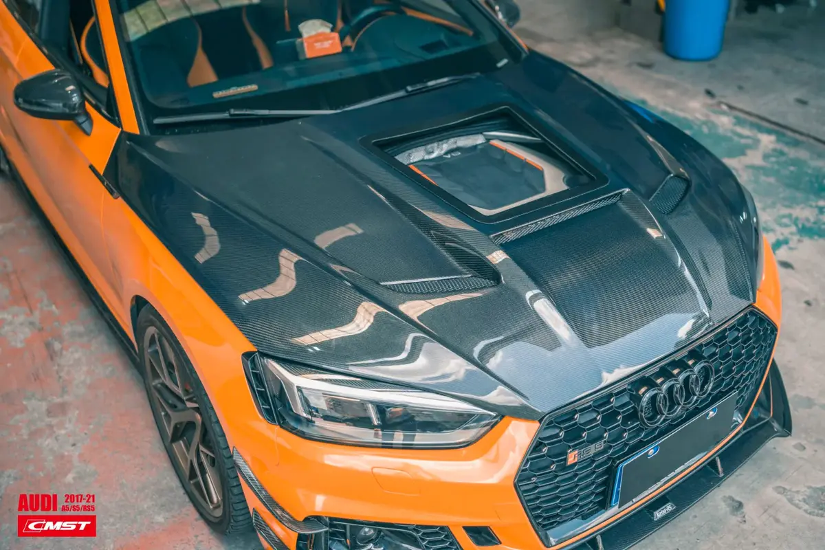 Cmst Tuning Carbon Fiber Hood Bonnet W/ Transparent Glass For Audi Rs5 S5 A5 B9 B9.5 2017+ 1