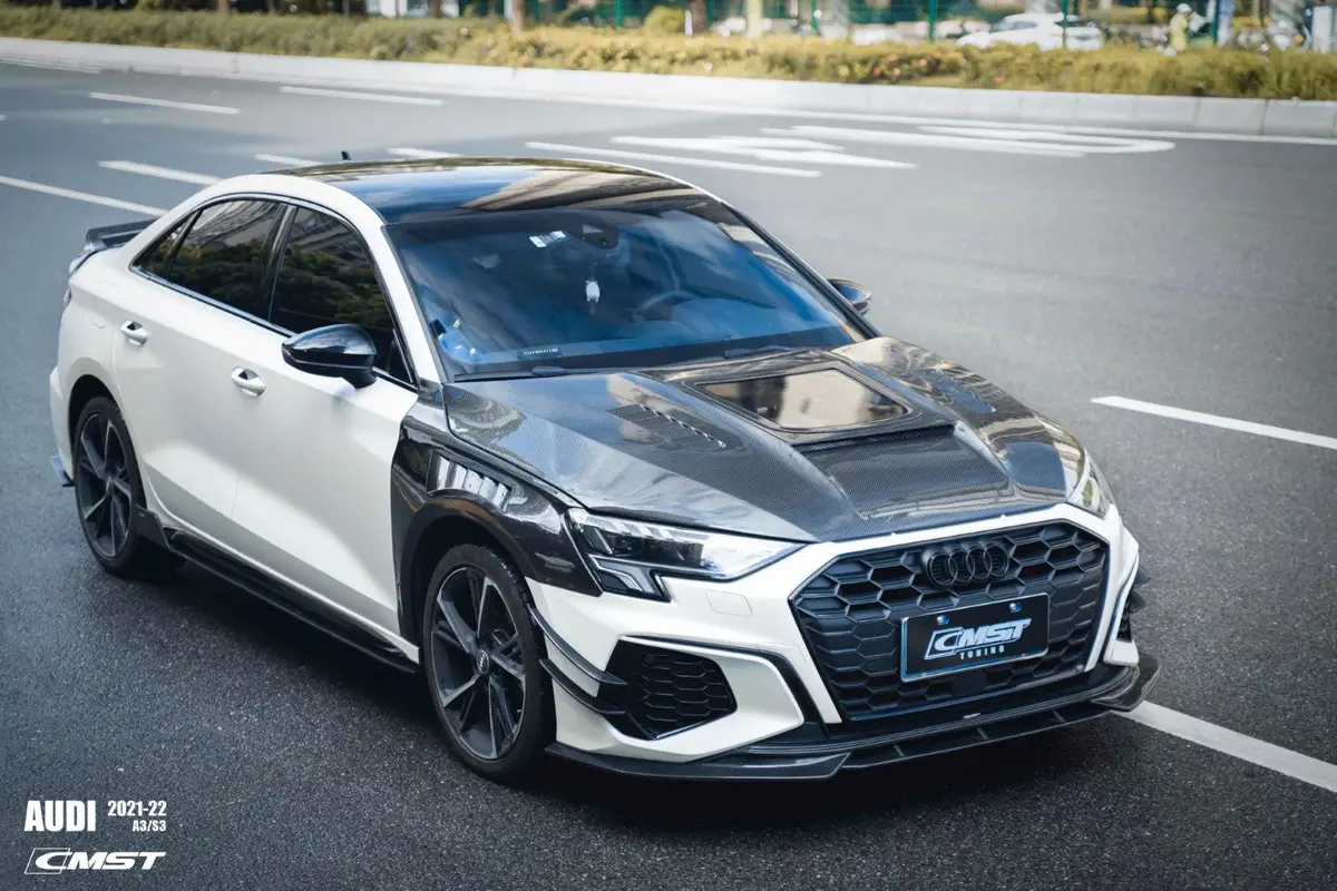 Cmst Tuning Tempered Glass Transparent Carbon Fiber Hood Bonnet Ver.1 For Audi Rs3 S3 A3 8Y 2021+ 6