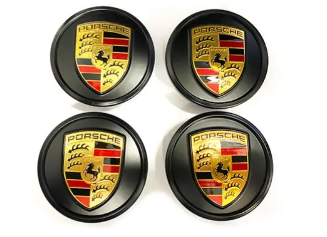 Porsche Oe Center Cap Set (4 Pcs.) Gloss Black With Coloured Crest For Panamera / Taycan 1