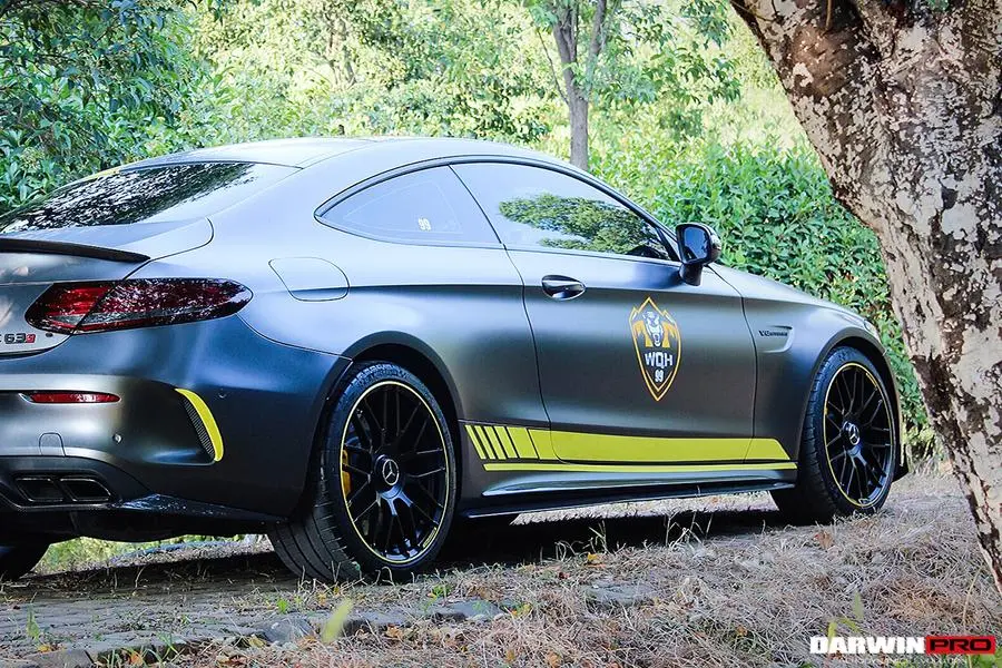 Darwinpro 2019-2021 Mercedes Benz W205 C63/S Amg Coupe Carbon Fiber Side Skirts Extension 1