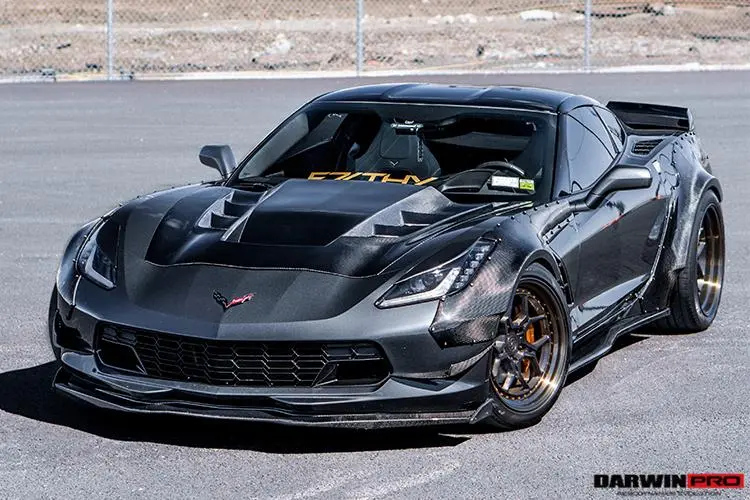 Darwinpro 2013-2019 Corvette Z06/Grandsport Bkss Style Carbon Fiber Hood 1